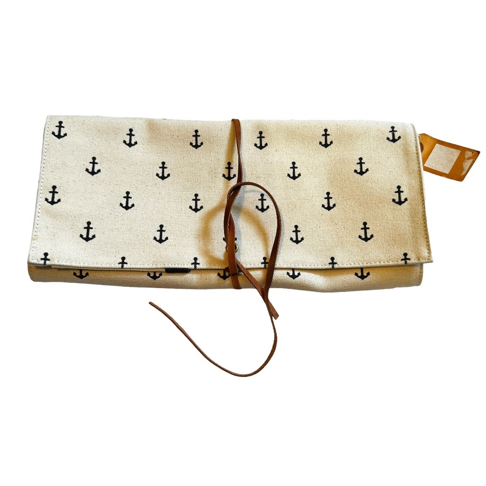 CB Station Canvas Multi Pocket Travel Roll Case Anchor Motif Tools Brushes